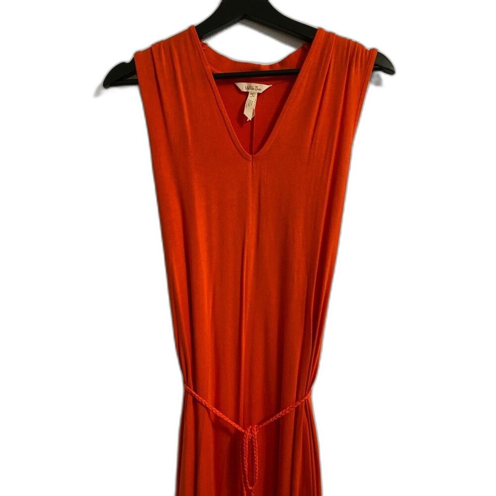 Matilda Jane Orange Maxi Boho Tank Dress, Tie Waist, Pockets Size S